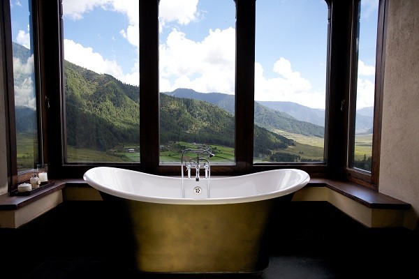 Gangtey Lodge Bedroom Bath View